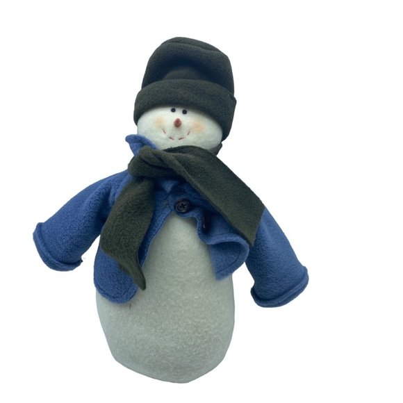 Snowman Hat Blue Coat Scarf Soft Plush Stuffed Toy 12" tall - Picture 1 of 3